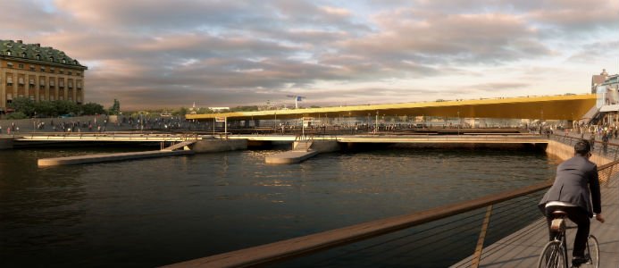 Slussens guldbro på ingång