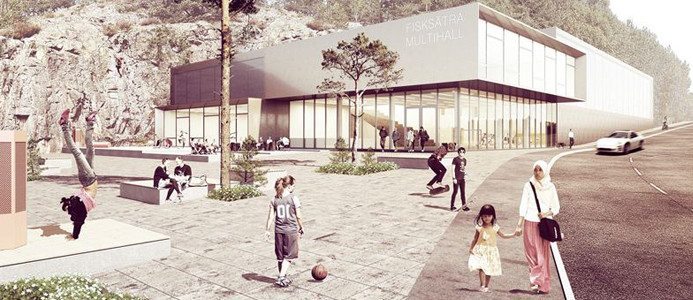 Skiss multihall C.F. Møller Architects