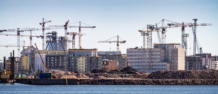 Fiskehamnenområdet under uppbyggnad. © Helsingfors stad/Antti Pulkkinen