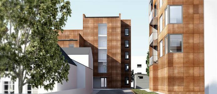 Hållbar rost klär nya hyreshus i Skellefteå