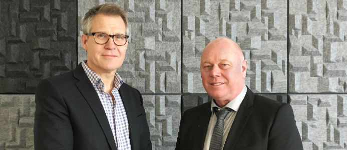 Olle Näsvall, regionchef Bravida tillsammans med Anders Bylund, ägare A Bylunds El