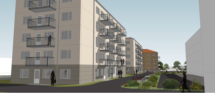 Första spadtaget för studentlägenheter i Bredäng