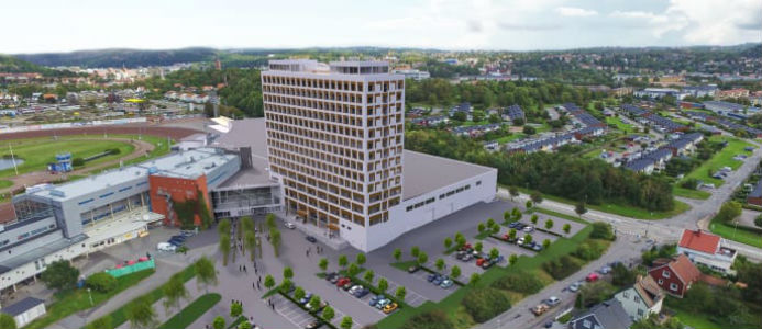 Åby arena länkar samman travbanan med hotell och utställningar.