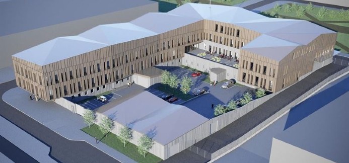 Illustration av det nya polishuset i Kiruna. Illustration: Sweco