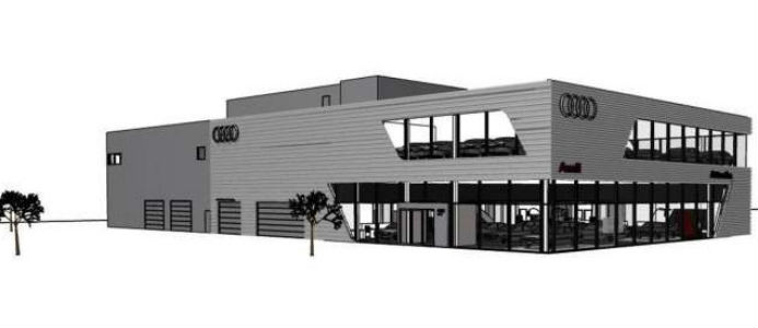 Skiss Bilhall: Enter Arkitekter