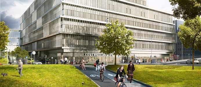 Nya akutvårdsbyggnaden på Danderyds sjukhus. Bild: Ebab