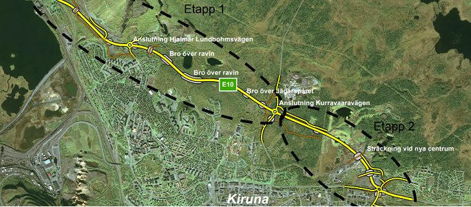 Ny E10 på väg i nya Kiruna