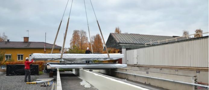 100 ton trä monteras vid Falu Gruva