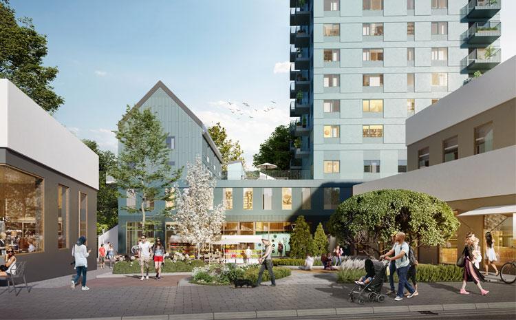 Gårdstens centrum. Bild: BoStad2021/Serneke