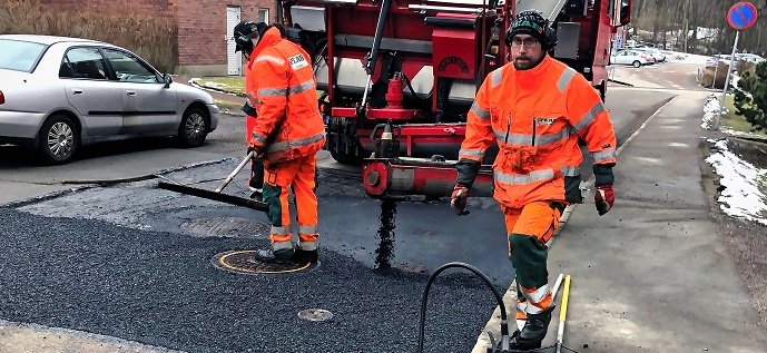 Bild över asfaltering för Göteborgs Stad Kretslopp och Vatten. Foto: Peab Industri