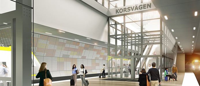 Eitech vinner förtroende att installera ännu en etapp i Västlänken, Korsvägen ett uppdrag värderat till cirka 520 miljoner kronor. Bild/Illustration: White arkitekter