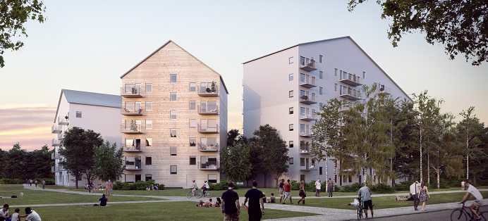 Nu byggs Sveriges största trähus
