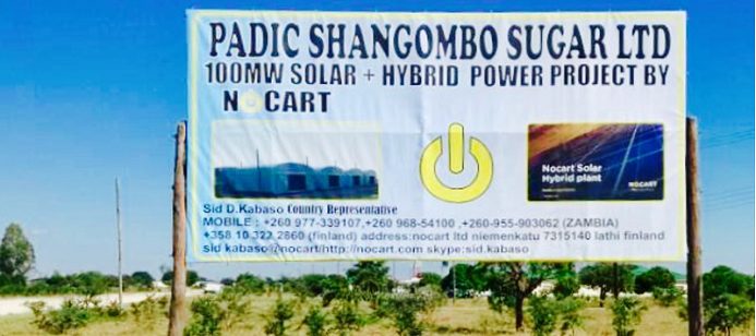 Spaden i marken för Zambias solhybridkraftverk