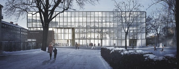Illustration över Uppsalas nya stadshus. Illustration: Henning Larsen Architects