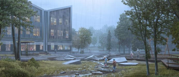 Regnskurar i fokus när Veidekke bygger ny skola